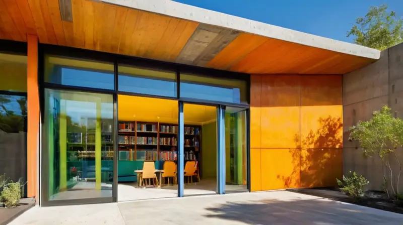 Biblioteca moderna con luz