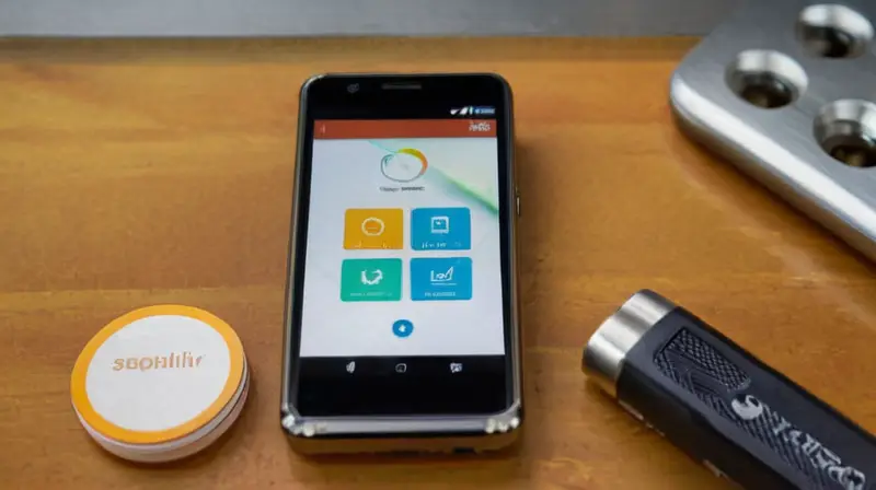 Smartphone moderno en un banco de trabajo