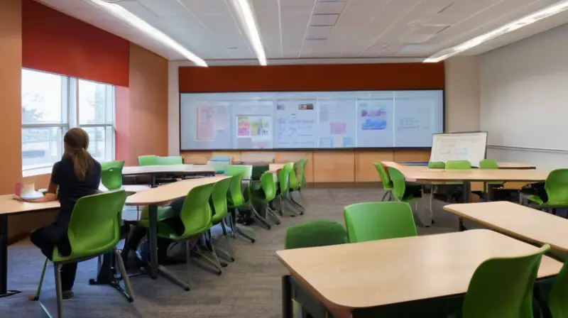 Aula moderna, creativa y colaborativa con tecnología