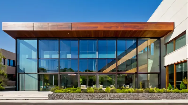 Fachada moderna con vidrio