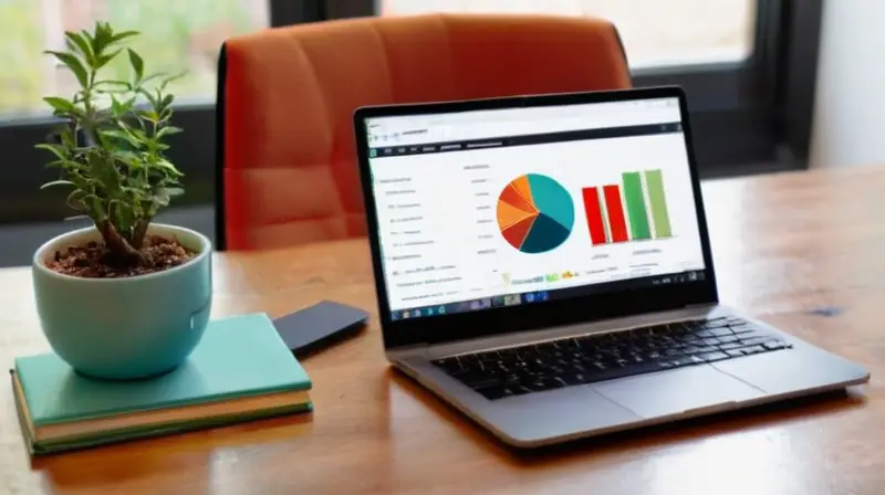 Laptop elegante en escritorio con luz natural