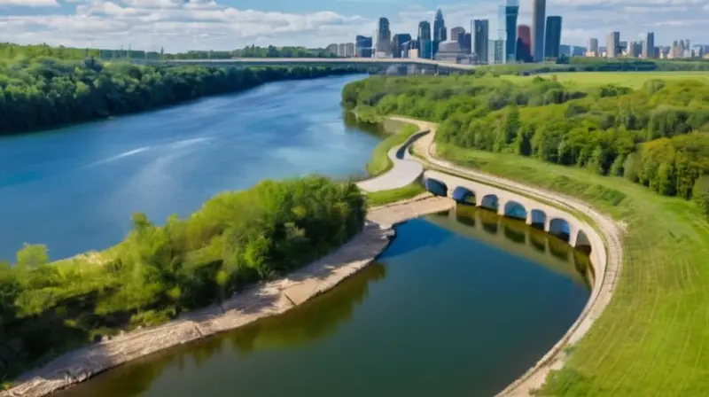 Ingenieros examinan un moderno paisaje natural