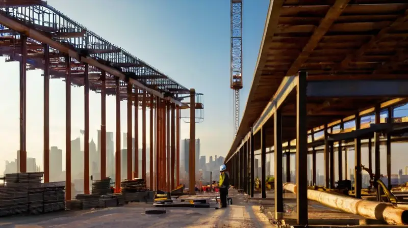 Un bullicioso sitio de construcción en acción