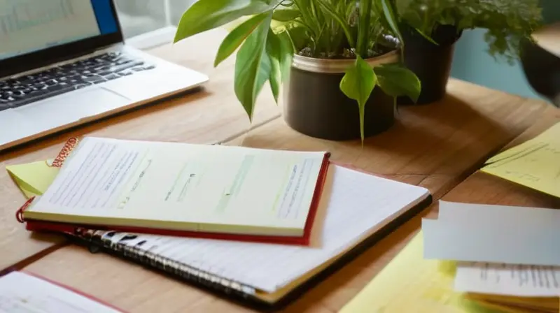 Escritorio desordenado con creatividad y organización