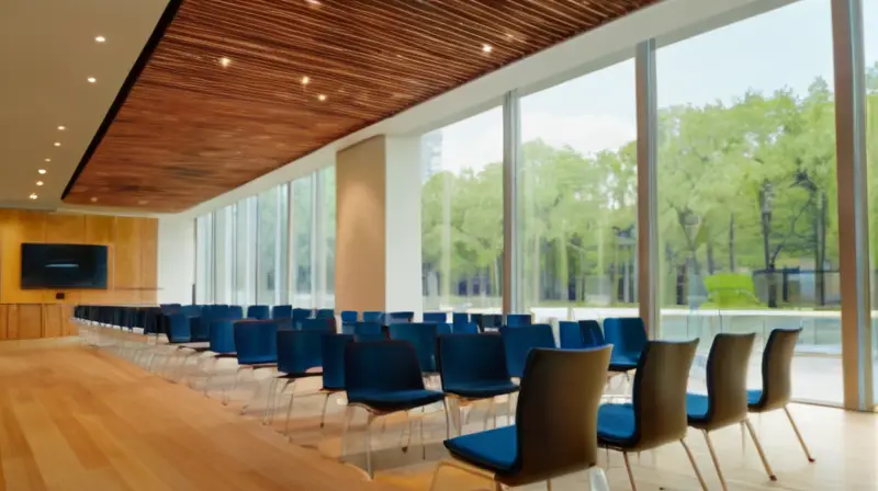 Auditorio moderno lleno de creatividad y colaboración