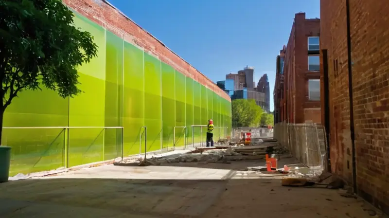 Paisaje urbano moderno con luz y construcción