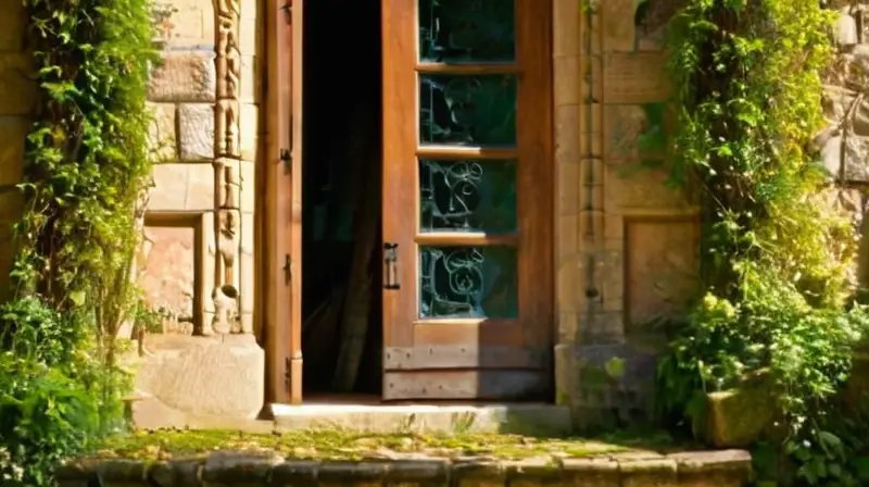 Fachada antigua con detalles y naturaleza vibrante