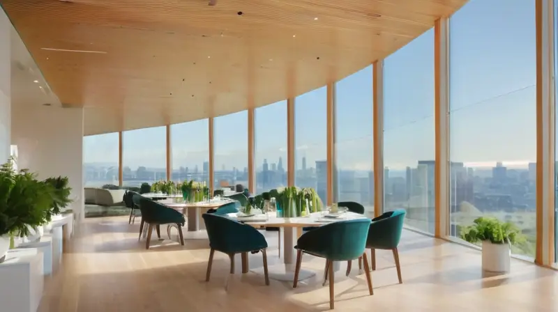 Foro arquitectónico moderno con profesionales en discusión