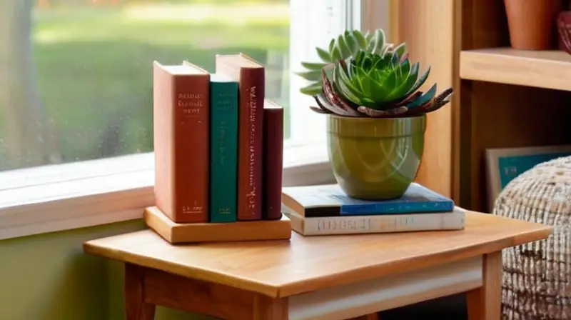 Estante de madera acogedor con libros y luz