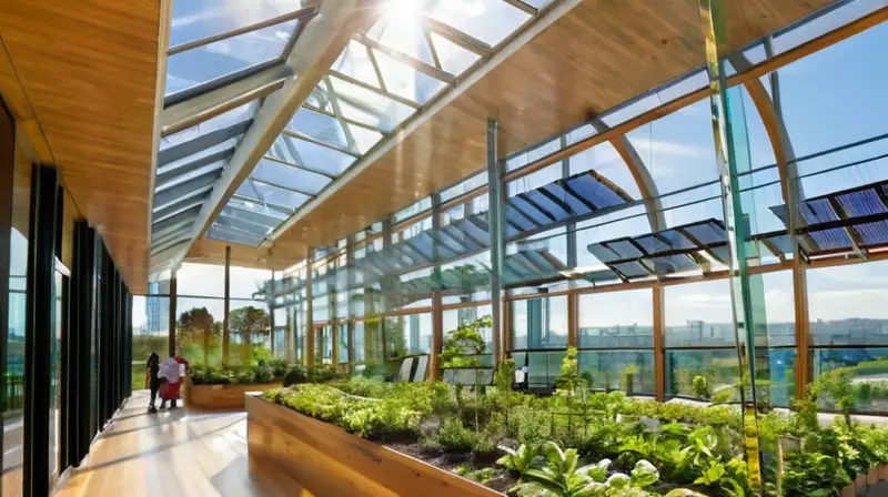 Edificio moderno con jardines verticales y sostenibilidad